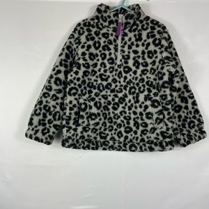 GAP Gray/Black Cheetah Print Fleece Sweater Girl 4-5